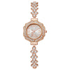 Women's Fashion Quartz Watch With Rhinestones Round Dial Alloy Strap And Case Free Adjustment