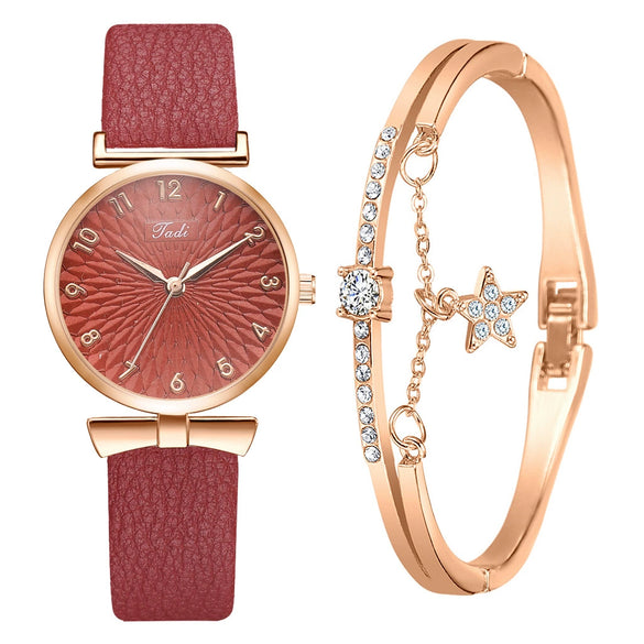 Women's Fashion Quartz Watch With Round Dial Alloy Case Textile Strap And Ordinary Glass Mirror
