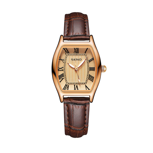 Women's Fashion Quartz Watch With Small Square And Barrel Shaped Dial Metal Case Imitation Leather Strap Mineral Strengthened Glass Mirror Stainless Steel Clasp