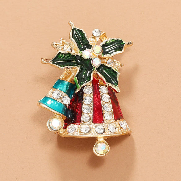 Women's Fashion Retro Alloy Christmas Ornament Bell Brooch