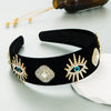 Women's Fashion Retro Hair Hoop Black Velvet With Diamond Design