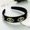 Women's Fashion Retro Hair Hoop Black Velvet With Diamond Design