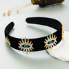 Women's Fashion Retro Hair Hoop Black Velvet With Diamond Design