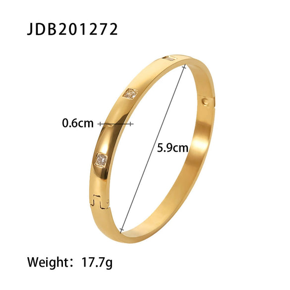 Women's Fashion Retro Stainless Steel Zircon Bracelet With Geometric Design