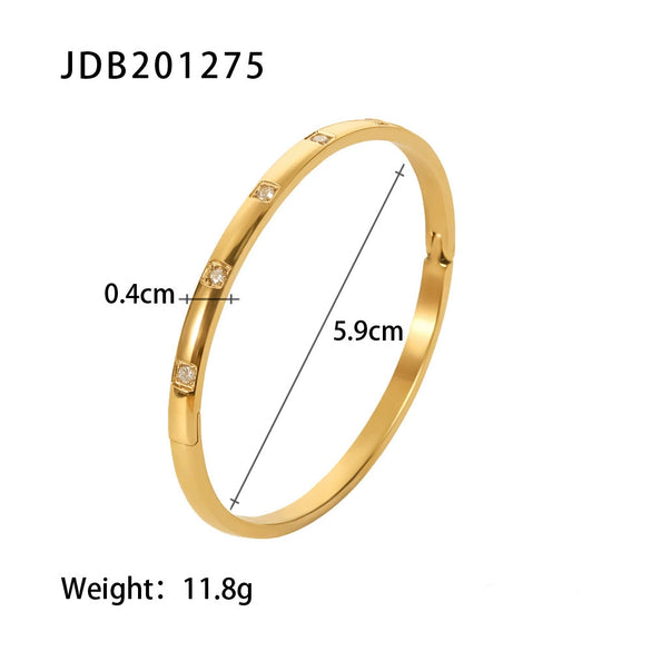 Women's Fashion Retro Stainless Steel Zircon Bracelet With Geometric Design