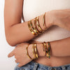 Women's Fashion Retro Stainless Steel Zircon Bracelet With Geometric Design