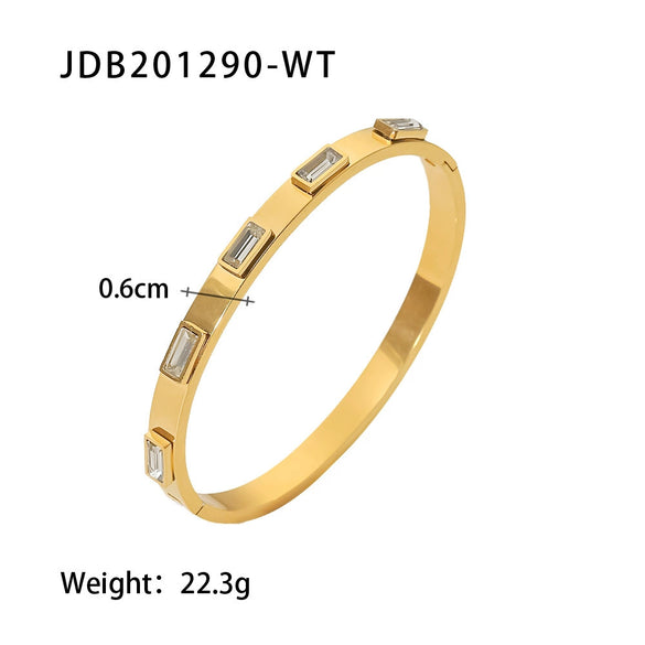Women's Fashion Retro Stainless Steel Zircon Bracelet With Geometric Design