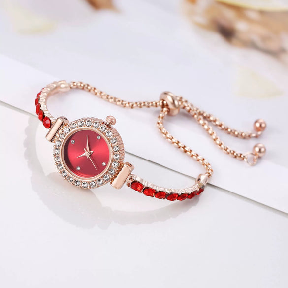 Women's Fashion Rhinestone Thin Strap Leather And Stainless Steel Quartz Watch With Rectangular Dial