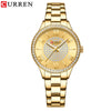 Women's Fashion Rhinestone Watch Stainless Steel Band Round Dial Quartz Watch