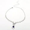 Women's Fashion Rhinestone Water Drop Pendant Necklace And Earrings Set With Water Wave Chain Elegant Claw Set Jewelry