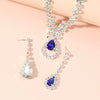 Women's Fashion Rhinestone Water Drop Pendant Necklace And Earrings Set With Water Wave Chain Elegant Claw Set Jewelry