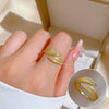 Women's Fashion Ring Brass Real Gold Electroplated Open Leaf Microinlaid The Crown Style