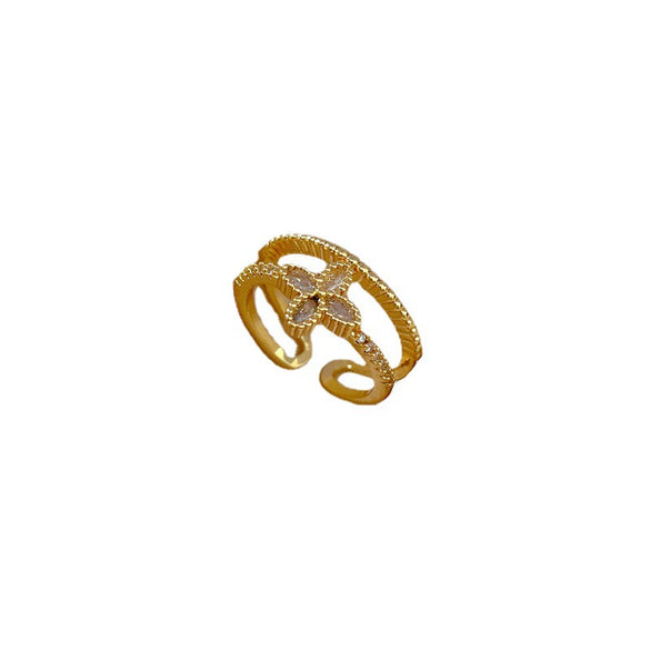 Women's Fashion Ring Brass Real Gold Plating Microinlaid The Crown Style