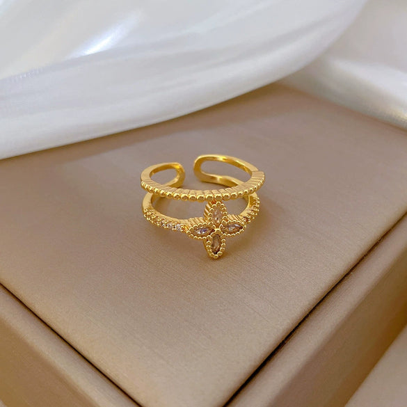 Women's Fashion Ring Brass Real Gold Plating Microinlaid The Crown Style