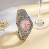 Women's Fashion Roman Diamondencrusted Watch With Calendar Alloy Case And Strap Round Dial
