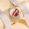 Women's Fashion Roman Diamondencrusted Watch With Calendar Alloy Case And Strap Round Dial