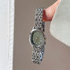 Women's Fashion Roman Scale Compact Oval Metal Band Watch