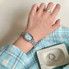Women's Fashion Roman Scale Compact Oval Metal Band Watch