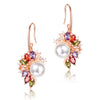Women's Fashion Rose Gold Plated Copper Star Earrings With Colorful Zircon And Pearl Electroplated Statement Jewelry