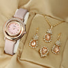 Women's Fashion Round Dial Alloy Case Imitation Leather Strap Stainless Steel Buckle Watch
