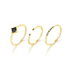 Women's Fashion S925 Sterling Silver Geometric Zircon Stacked Ring With Real Gold Electroplating Dark Threepiece Suit