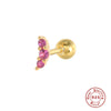 Women's Fashion S925 Sterling Silver Mini Moon Thread Piercing Ear Studs With Flower Design And Electroplating