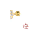 Women's Fashion S925 Sterling Silver Mini Moon Thread Piercing Ear Studs With Flower Design And Electroplating