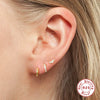 Women's Fashion S925 Sterling Silver Mini Moon Thread Piercing Ear Studs With Flower Design And Electroplating