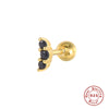 Women's Fashion S925 Sterling Silver Mini Moon Thread Piercing Ear Studs With Flower Design And Electroplating