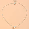 Women's Fashion Short Metal Alloy Pearl Clavicle Chain With Geometric Design And Electroplating