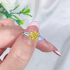 Women's Fashion Silver Goose Ring With Yellow Diamond And Geometric Pattern Ice Flower Cut High Carbon Diamond 8A Zircon