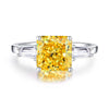 Women's Fashion Silver Goose Ring With Yellow Diamond And Geometric Pattern Ice Flower Cut High Carbon Diamond 8A Zircon