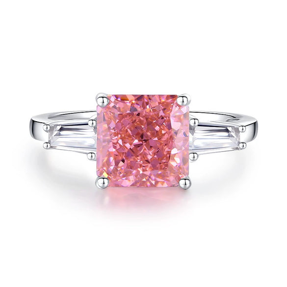 Women's Fashion Silver Goose Ring With Yellow Diamond And Geometric Pattern Ice Flower Cut High Carbon Diamond 8A Zircon