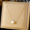 Women's Fashion Simple Allmatch Temperament Irregular Contrast Color Pearl Accessories Stainless Steel Necklace With Geometric Pattern And Electroplated Box Chain