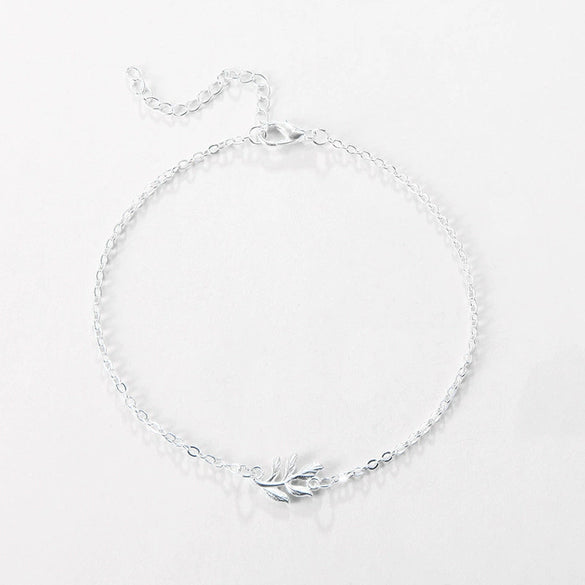 Women's Fashion Simple Alloy Anklet With Leaf Pattern Delicate Floral Inspired Foot Jewelry