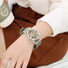 Women's Fashion Simple Alloy Case Mineral Reinforced Glass Mirror Silicone Strap Round Dial Mechanical Watch With Rhinestones And Waterproof Function