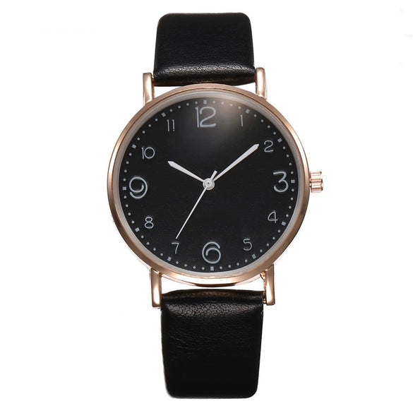 Women's Fashion Simple Belt Quartz Watch With Imitation Leather Strap Alloy Case And Round Dial
