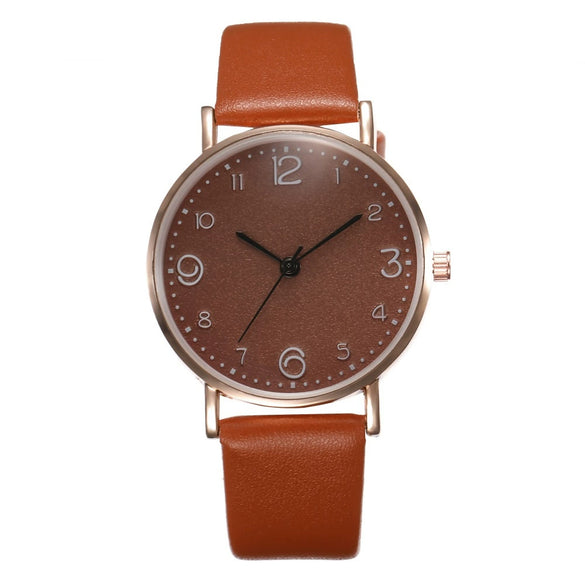 Women's Fashion Simple Belt Quartz Watch With Imitation Leather Strap Alloy Case And Round Dial