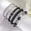 Women's Fashion Simple Crystal Beaded Stretch And Pearl Multi Layer Stacked Geometric Bracelet 5 Piece Set