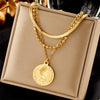 Women's Fashion Simple Design Stainless Steel Clavicle Chain With Pearl Round Eye Pendant Electroplated Jewelry