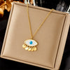 Women's Fashion Simple Design Stainless Steel Clavicle Chain With Pearl Round Eye Pendant Electroplated Jewelry