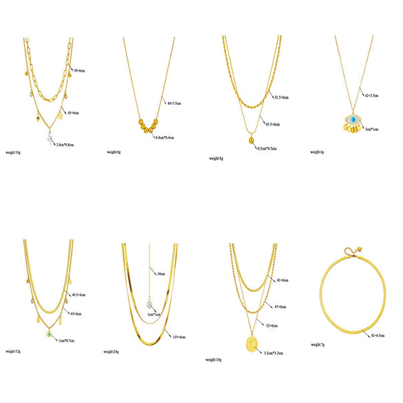 Women's Fashion Simple Design Stainless Steel Clavicle Chain With Pearl Round Eye Pendant Electroplated Jewelry