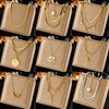 Women's Fashion Simple Design Stainless Steel Clavicle Chain With Pearl Round Eye Pendant Electroplated Jewelry