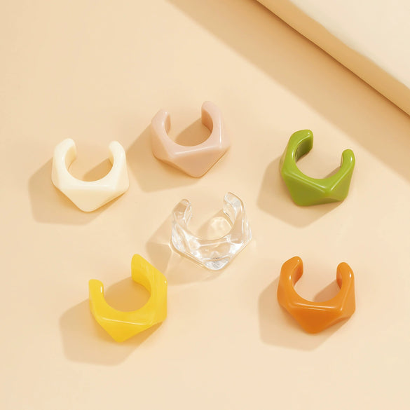 Women's Fashion Simple Geometric Plastic And Resin Ring And Bracelet