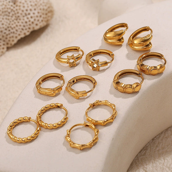 Women's Fashion Simple Geometric Round 316L Stainless Steel Vacuum Electroplated Earrings