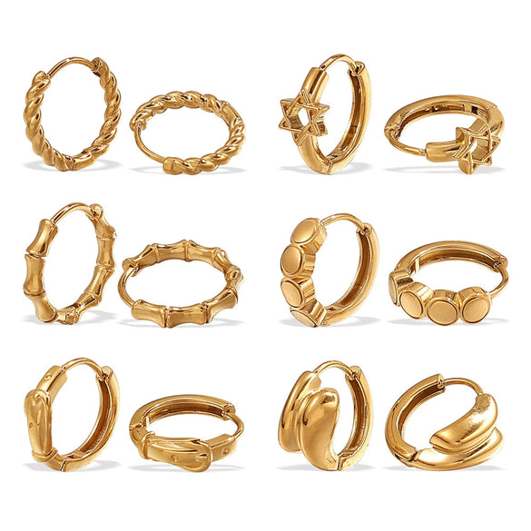 Women's Fashion Simple Geometric Round 316L Stainless Steel Vacuum Electroplated Earrings