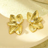 Women's Fashion Simple Half Petal Inlaid Zircon Stainless Steel And 18K Gold Electroplated Earrings
