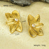 Women's Fashion Simple Half Petal Inlaid Zircon Stainless Steel And 18K Gold Electroplated Earrings
