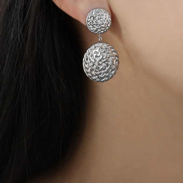 Women's Fashion Simple Highgrade 316L Stainless Steel Goldplated Geometric Round Earrings Jewelry
