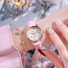 Women's Fashion Simple Luminous Double Calendar Waterproof Quartz Watch Alloy Case Imitation Leather Strap Stainless Steel Clasp Round Dial